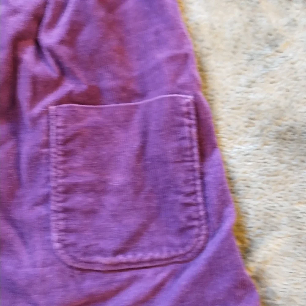 VTG Purple Corduroy Ruffle Sleeve Pinafore Jumper‎ Dress Pockets Kids 3T READ
